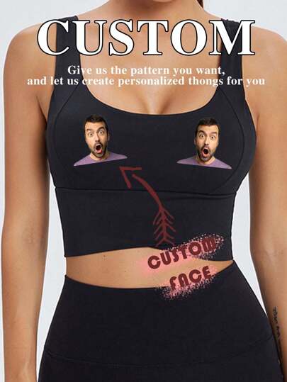 Customizable Funny Sports Bra With Personalized Printing Design, Suitable For Low-Cut Tops, Lifting And Supporting, Christmas Gift, Can Be Sent To Wife, Girlfriend, Mother, Customizable Christmas Lingerie