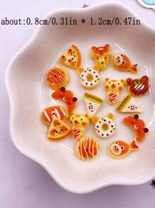30 miếng nhựa hỗn hợp nhiều màu sắc mini 3D mô phỏng bánh mì trang trí bánh rán pizza bánh quy mặt phẳng sổ lưu niệm tự làm đồ trang sức trang trí thời trang thủ công phụ kiện mùa hè, trường học - Trộn ngẫu nhiên - Xem 3