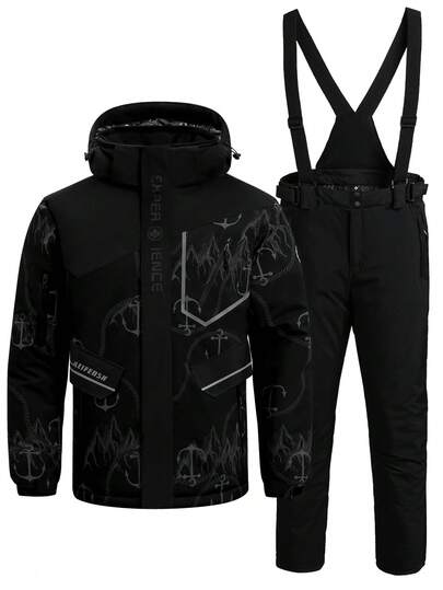 2 pezzi/Set Tuta sportiva e da esterno per uomo stile boyfriend, Abbigliamento atletico e ricreativo professionale da uomo stile boyfriend, Giacca e pantaloni da sci stile boyfriend HX515-1 Completi da sci