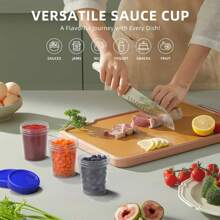 10 Sets 4oz Small Containers With Lids, Salad Dressing Container To Go Airtight Leakproof Condiment Containers With Screw Lids Reusable Stackable Plastic Dip Sauce Cups For Snack Ketchup - Blue - View 8