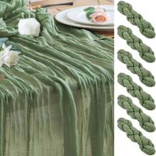 3/6 piezas Camino de mesa de arpillera, Camino de mesa de arpillera y gasa estilo bohemio, Adecuado para fiestas, bodas, decoración de mesa de cena de Pascua, Transparente y rústico de larga duración - Multicolor - Ver 8