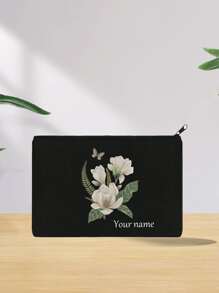 1pc Customized Women's Clutch Bag, Customized Text, Name, Blessing, Unique, Spacious, High-Quality, Fashionable, Casual, Minimalist, Custom Name, Text, Cosmetic Bag, Storage Bag - Black - View 3
