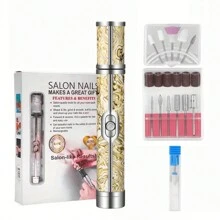 电动指甲磨甲器，USB充电电池供电，多功能美甲护理套装，便携式迷你指甲抛光器，指甲锉，指甲钻，美甲工具，美甲沙龙修甲修脚套装，20000转/分钟高速运转，无震动无噪音无过热，设计优雅 - 彩色 - 查看 13