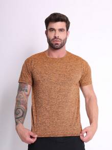 Men's Dry Fit Shirt Slim Fit Gym Fabric Cold Mesh Comfortable - 橘色 - 查看 1