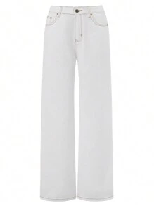 Women Wide Leg Jeans Low Rise Baggy Straight Leg Jeans Loose Boyfriend Jeans Casual Denim Pants Y2k Streetwear - trắng - Xem 6