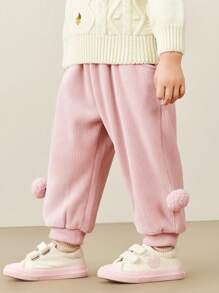 mini bala 小女孩保暖牛仔裤 厚秋冬季宝宝长牛仔裤 - 粉色 - 查看 2