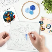 Bộ dụng cụ nỉ kim kèm dụng cụ – Bộ đồ thủ công nỉ len hoàn chỉnh dành cho người mới bắt đầu – Thiết kế tuần lộc trang trí thủ công DIY – Bao gồm khung thêu, kim nỉ, miếng xốp, vải và hướng dẫn – Quà tặng sáng tạo để trang trí nhà cửa – Chất liệu vải nhiều màu 20x20cm - Nhiều màu - Xem 3