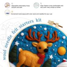 Bộ dụng cụ nỉ kim kèm dụng cụ – Bộ đồ thủ công nỉ len hoàn chỉnh dành cho người mới bắt đầu – Thiết kế tuần lộc trang trí thủ công DIY – Bao gồm khung thêu, kim nỉ, miếng xốp, vải và hướng dẫn – Quà tặng sáng tạo để trang trí nhà cửa – Chất liệu vải nhiều màu 20x20cm - Nhiều màu - Xem 9