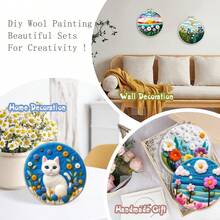 Bộ dụng cụ nỉ kim kèm dụng cụ – Bộ đồ thủ công nỉ len hoàn chỉnh dành cho người mới bắt đầu – Thiết kế tuần lộc trang trí thủ công DIY – Bao gồm khung thêu, kim nỉ, miếng xốp, vải và hướng dẫn – Quà tặng sáng tạo để trang trí nhà cửa – Chất liệu vải nhiều màu 20x20cm - Nhiều màu - Xem 7