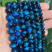 Natürliche Tigeraugen Perlen in Lila, Grün, Blau und Gold, runde Perlen zum Selbermachen von Armbändern und Halsketten für die Schmuckherstellung, 15 Zoll Strang, 6/8/10/12mm