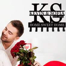 CIF BUY 1PC Key Holder For Wall, Custom Key Rack With Name, InitiaSplit Letter Monogram Key Hooks, Key Holder For Wall, Custom Metal Key Hooks, Custom Rack With Last Name, Apparel Hook, Backpack, Key Holder For Wall As A Valentine's Day Gift - Multicolor - View 5