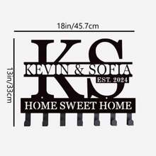 CIF BUY 1PC Key Holder For Wall, Custom Key Rack With Name, InitiaSplit Letter Monogram Key Hooks, Key Holder For Wall, Custom Metal Key Hooks, Custom Rack With Last Name, Apparel Hook, Backpack, Key Holder For Wall As A Valentine's Day Gift - Multicolor - View 3