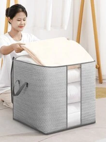 1 pezzo Borsa di stoccaggio per indumenti da camera da letto di colore grigio, borsa portatile pieghevole ad alta capacità. Borsa per trasloco, borsa per conservazione coperte, borsa per conservazione giocattoli per bambini