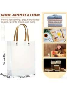 2 件优雅婚礼派对手提包，带手柄的透明礼品袋，可重复使用的派对礼品袋，适用于婚礼礼品包装袋，零售蛋糕包装袋 - 彩色 - 查看 6