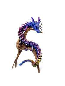 1 件铰接式水晶龙 - 多色 3D 打印塑料龙模型 - 彩虹珠光色，3D 打印铰接式龙，可移动关节奇幻收藏品小雕像，行政龙坐立不安桌面玩具礼品，家庭办公室装饰龙，3D 打印，3D 打印龙，生日派对小礼物，非常好的成人娃娃礼物 - 彩色 - 查看 2