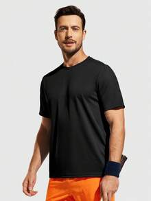 Men's Short Sleeve Dry Fit Gym Fitness T-Shirt - 黑色 - 查看 2