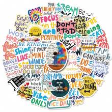 50 piezas de adhesivos decorativos con textos inspiradores tipo graffiti para teléfono, computadora, equipaje, cuaderno