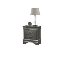 Mesa de noche de transición moderna de madera gris con 2 cajones, mueble de dormitorio, Klgeivb