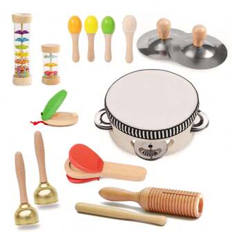 Wooden Orff Instruments: Maracas, Bells, Rain Maker, Tambourine, Castanet, Cymbal And Other Percussion Instruments,Tambourine,Maracas,Bells,Tamborines,Congas,Rain Drums