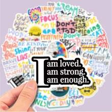 50 piezas de adhesivos decorativos con textos inspiradores tipo graffiti para teléfono, computadora, equipaje, cuaderno