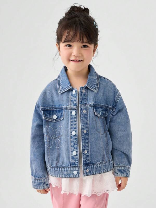 Balabala Mädchen Denim Jacke Frühling/Herbst 2024 Stylischer Oberteil für Kleinkinder