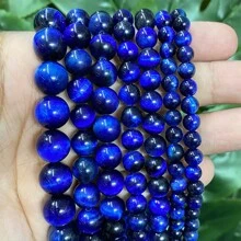 Natürliche Tigeraugen Perlen in Lila, Grün, Blau und Gold, runde Perlen zum Selbermachen von Armbändern und Halsketten für die Schmuckherstellung, 15 Zoll Strang, 6/8/10/12mm