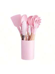 Silicone Spoons Set With Wooden Handle 12 Pieces Kitchen Utensils - 套件4 - 查看 2