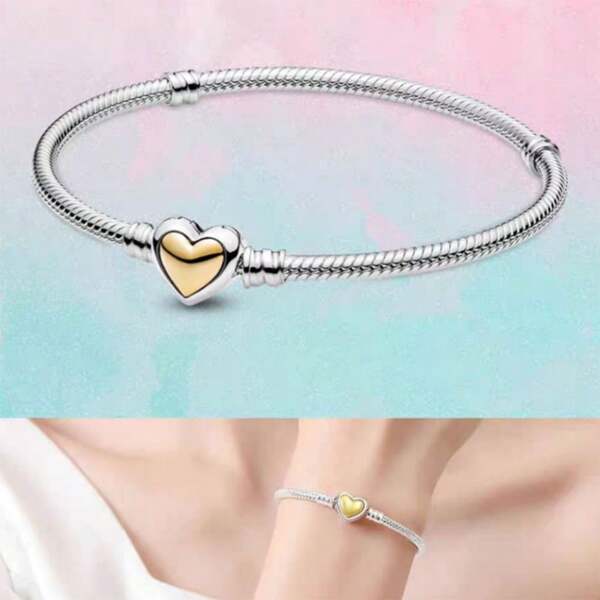 Elegant S925 Silver Heart-Shaped Zirconia Snake Bone Chain, Suitable For DIY Bracelet, Fashion Jewelry Gift For Women Birthday