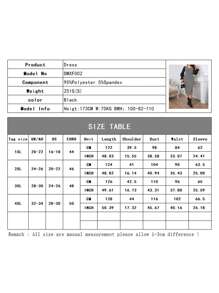 Womens Plus Size Bodycon Dress Long Sleeve V Neck Houndstooth Print Dress Fall Midi Dress - Black - View 9