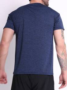 Men's Dry Fit Shirt Slim Fit Gym Fabric Cold Mesh Comfortable - 藍色 - 查看 2
