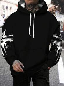 Felpa con cappuccio da uomo con motivo a teschio e mostro, casual e alla moda, pullover a maniche lunghe per primavera e autunno, adatto come regalo, leggero e traspirante, ideale per uso all'aperto