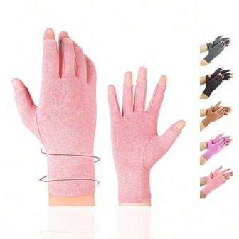 1 Pair Compression Comfort Grip Gloves - Exercise & Fitness Accessories For Improved Circulation And Typing Performance - Lightweight, Breathable, And Anti-Slip Handwear For Daily Work And Activities