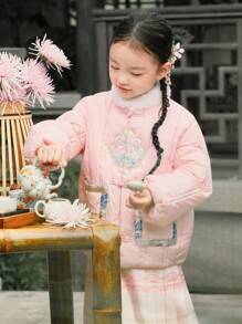 Balabala Girls' New Chinese-Style Padded Coat Embroidered Winter 2024 Collection