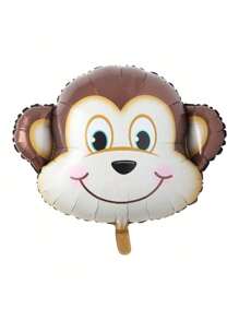 1 pieza Globos con diseño de cabeza de animal de dibujos animados - León, Buey, Mono, Tigre, Cebra, Jirafa, Globos decorativos temáticos de animales de la selva para fiestas, cumpleaños y celebraciones - Multicolor - Ver 13