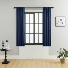 1pc/2pcs Adjustable Size Pinch Pleat/Rod Pocket Blackout Curtain Panel Set/Room Darkening Solid Color Thermal Insulated Curtains For Living Room, Office, Bedroom, Short Size Suitable For Kitchen - Navy Blue - View 35
