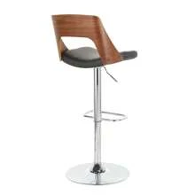 Valencia Mid-Century Modern Adjustable Barstool With Swivel In Walnut And Black Faux Leather By LumiSource