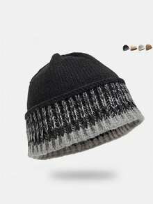 1 chiếc mũ len dệt kim thường ngày Unisex có họa tiết kết cấu chuyển màu ombre, thích hợp để đội hàng ngày vào mùa thu/đông, đi du lịch và nghỉ dưỡng cho các cặp đôi nam nữ - mũ dệt kim - Xem 9