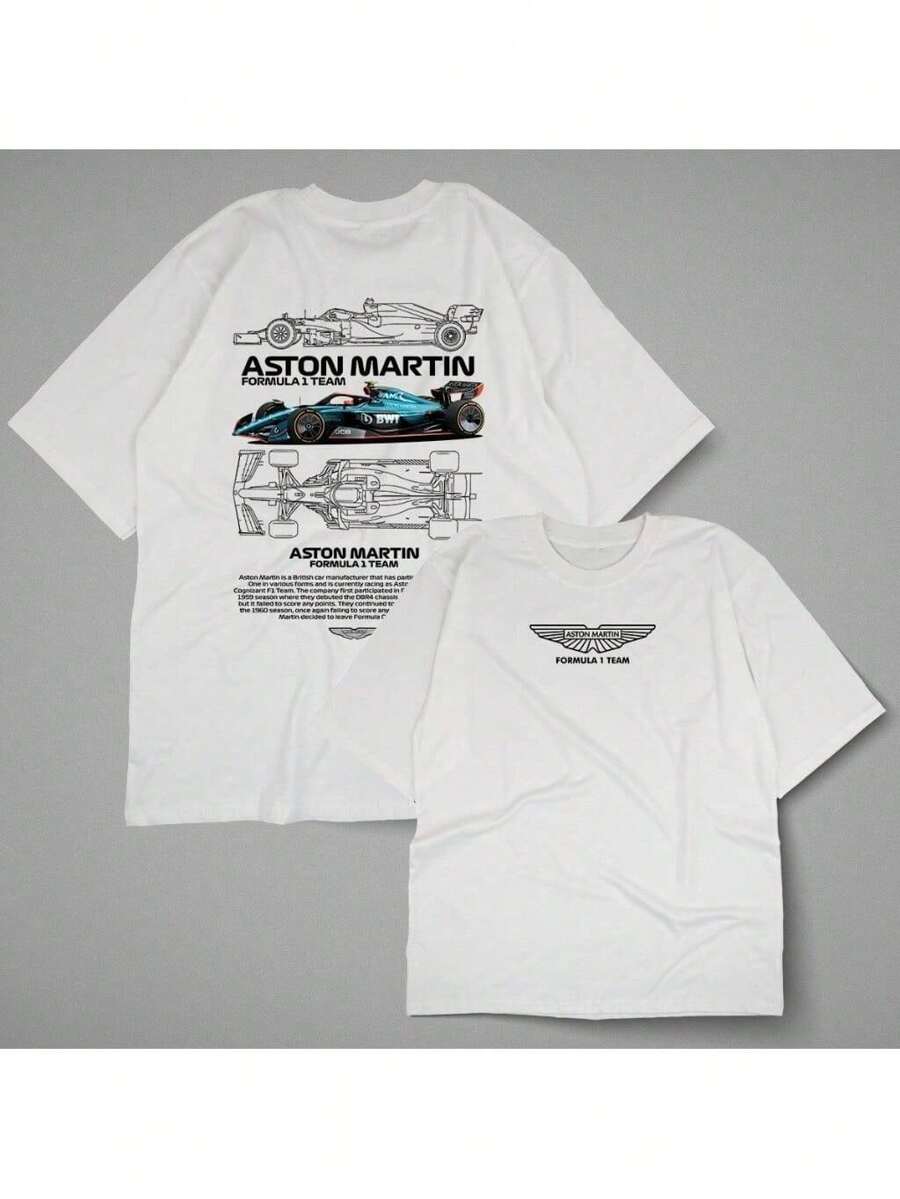 Unisex 100% Cotton Racing Car Streetwear T-Shirt New Arrival Shipping Today Plus Size - trắng - Xem 1