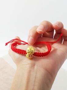1 pieza Pulsera de bendición del Año Nuevo chino, carácter de "Felicidad", corazón de la suerte, de calabaza de riqueza, adecuado como regalo de Año Nuevo - Rojo - Ver 6