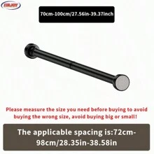 FIRJOY 1 thanh treo rèm tắm bằng thép không gỉ đầu tròn màu đen, không cần khoan, thanh treo rèm gia dụng bằng thép không gỉ, thanh phơi quần áo phòng ngủ, thanh phơi ban công đa năng, thanh treo áo choàng tắm và khăn tắm phòng tắm dạng thu gọn, thanh treo rèm gia dụng, thanh treo khăn tắm dạng thu gọn trong phòng tắm. Trang trí phòng tắm gia đình, trang trí mùa thu, phụ kiện phòng tắm, trở lại trường học - màu đen - Xem 16