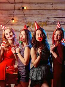 17/28/32Pcs Paper Mask Christmas Photo Props, Christmas Party Decorations, Christmas Game Selfie Pose Logo DIY Theme Party Decorations, Accessories Set, Photography Christmas Accessories, Christmas Selfie Props,Christmas - Multicolor - View 5