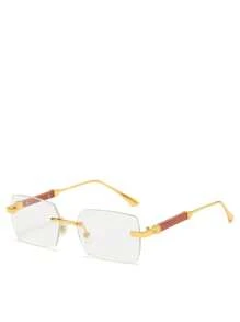1 Piece Unisex Fashion Rimless Frame Glasses, Fashionista Fashion Accessory For Summer Beach Or Driving, Street Style Look Sunglasses And Suitable To Wear With Sweater, Jacket, Sweatshirt, Hoodie, Leather Pants And Cargo Pants - 無色 - 查看 4