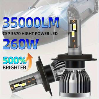 2 件套 H1 H3 880 H7 H11 9005 9006 9012 H4 H13 9007 9004 LED 大灯泡，35000LM 260W 6000K 冷白，1：1 精确灯泡模式，快速散热，超聚焦光束，无暗点，使用寿命超过 30000 小时