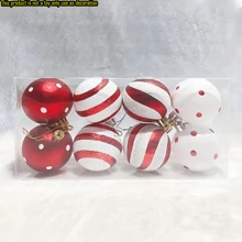 Set de 8 bolas de Navidad pintadas en rojo y blanco, con un estilo de pintura elegante, en combinación de colores rojo y blanco, adecuado para la decoración de fiestas de Navidad - Multicolor - Ver 7