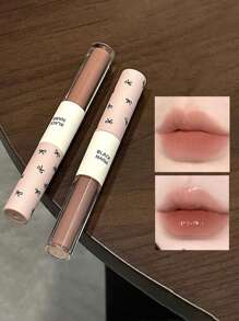 Brillo de labios doble espejo y mate 2 en 1, brillo de labios hidratante con aceites esenciales, tinte labial líquido brillante, labios hidratados y talla grande voluminosos, glaseado labial dulce de larga duración - Multicolor - Ver 16