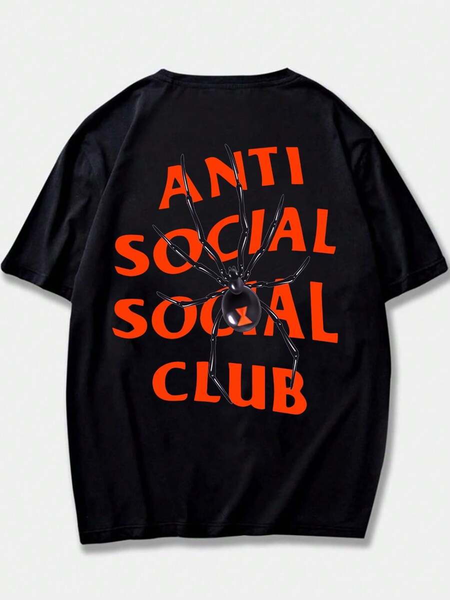 Anti Spider T-Shirt Street Art Anti Cardio Club Gym Leg Day Exercises Bodybuilding Strong Weight Unisex T-Shirt Male Female 100% Cotton Premium Top Streetwear New Release Fast Shipping Various Colors!! Plus Size - 黑色 - 查看 1