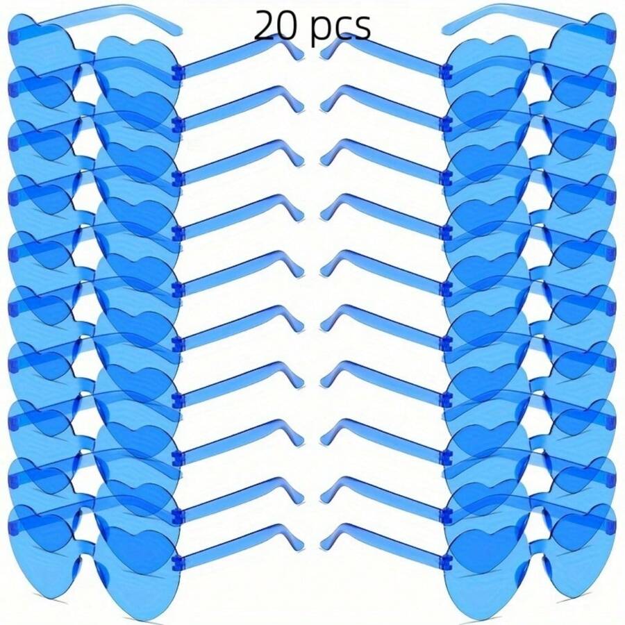 20pcs Fashion Cute Frameless Heart Shaped Glasses, Funny Style Suitable For Party, Beach, Sports, Christmas & New Year Decorations