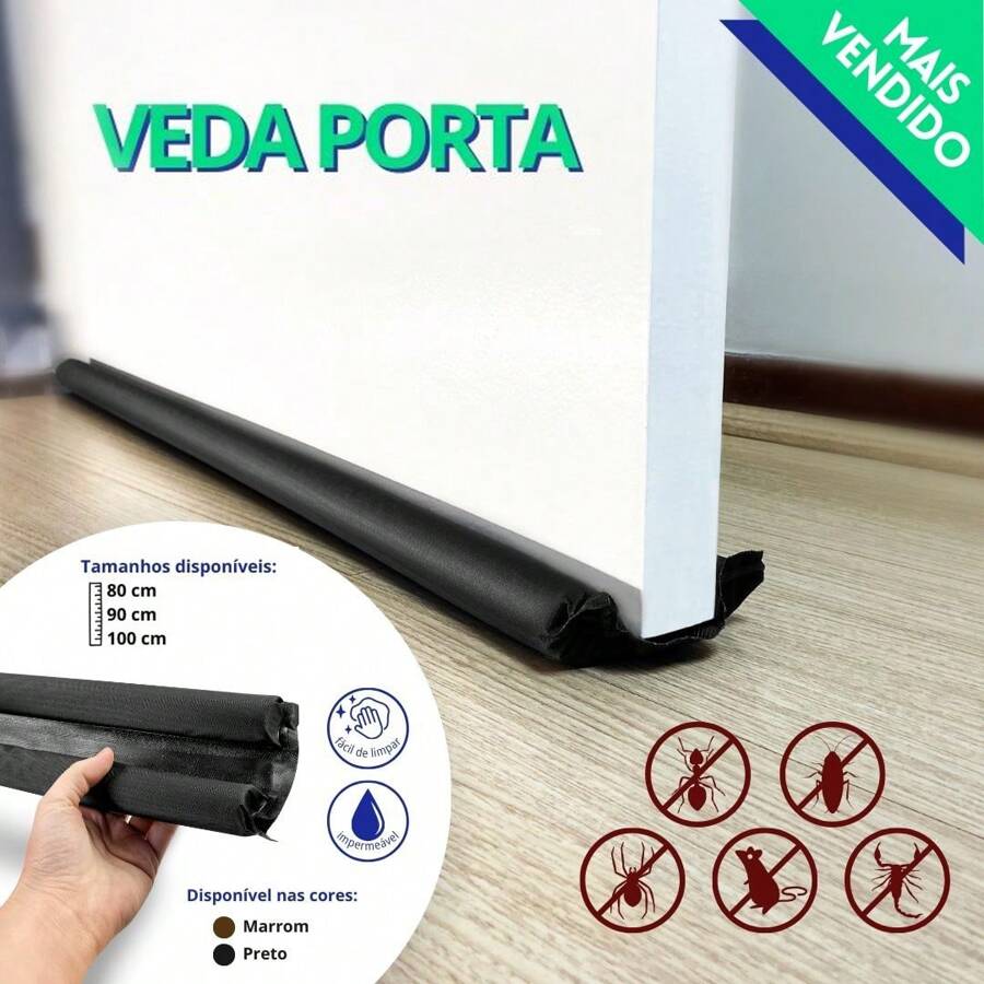 Roller Door Seal Protector With Waterproof Finish Against Insects And Dust 90cm Black – Complete Sealing - 黑色 - 查看 1