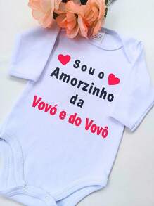White Long Sleeve Baby Bodysuit With Colorful Phrases - trắng - Xem 2
