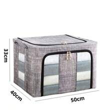 3PC 66L Clothes Storage Bags Zipped Organizer Underbed Wardrobe Cube Closet Box - Grey - View 5